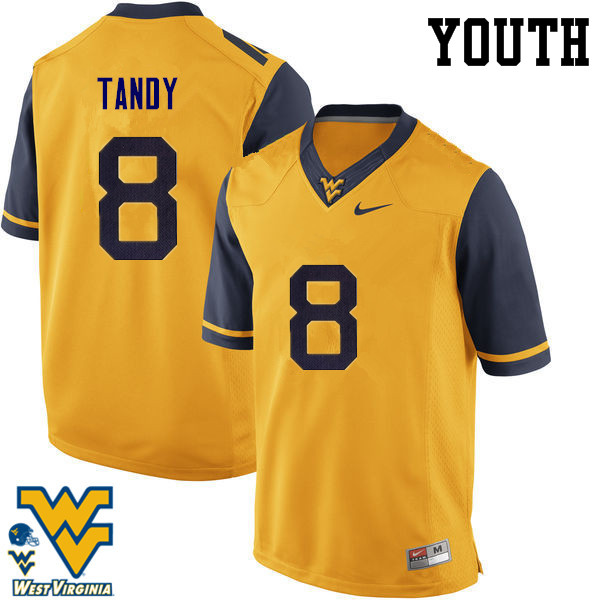 NCAA Youth Keith Tandy West Virginia Mountaineers Gold #8 Nike Stitched Football College Authentic Jersey YS23X84UV
